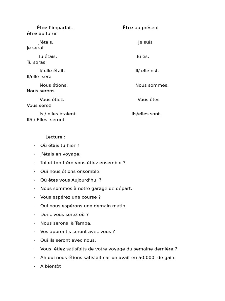 Conjugaison du verbe 