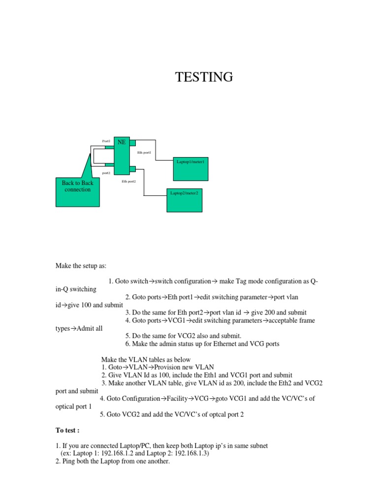 VLAN Connectivity Testing Guide | PDF