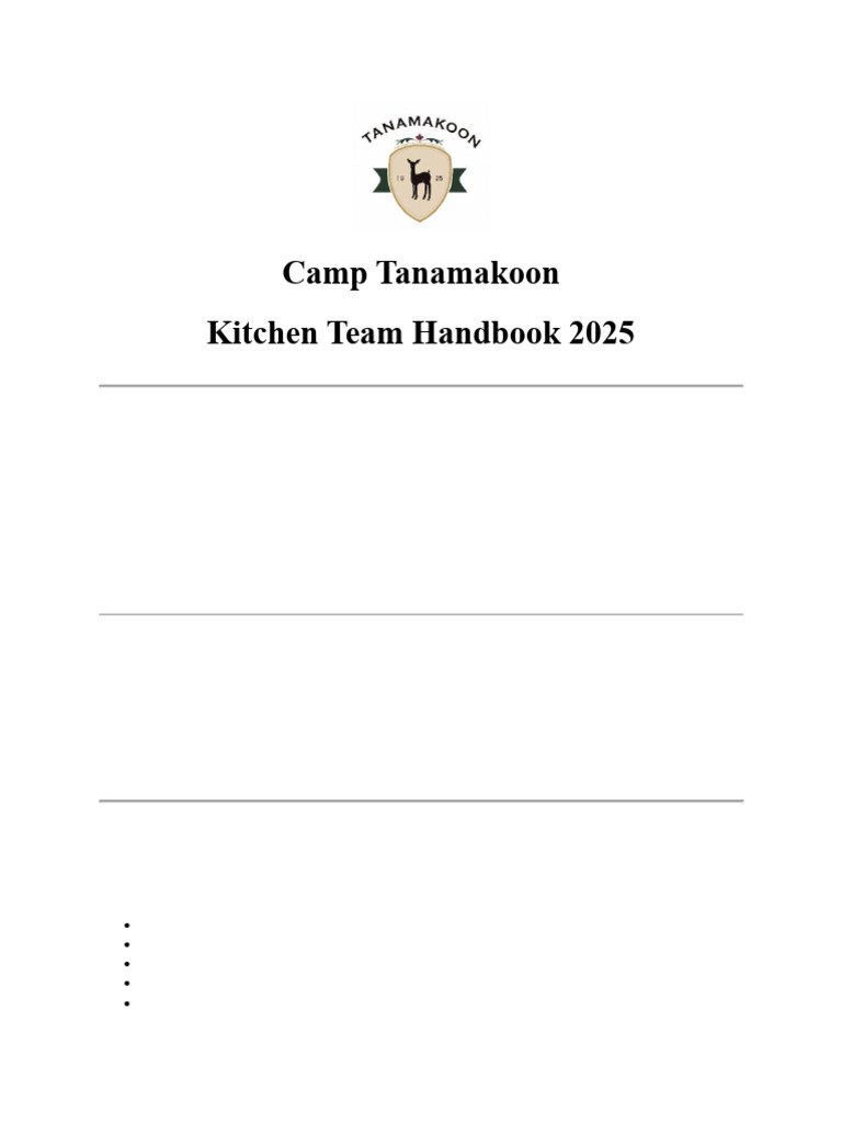 Camp Tanamakoon Kitchen Handbook 2025 | PDF | Meal | Kitchen
