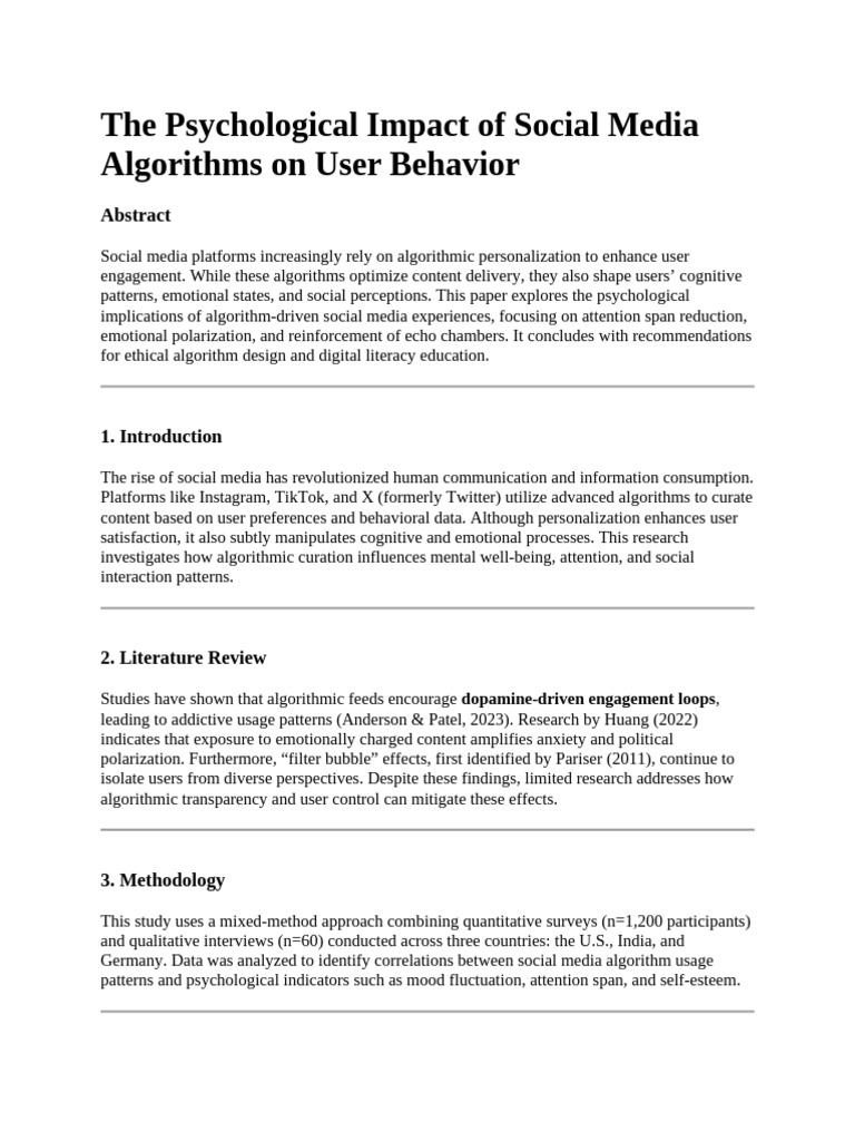 Psychological Effects of Social Media Algorithms | PDF | Social Media ...