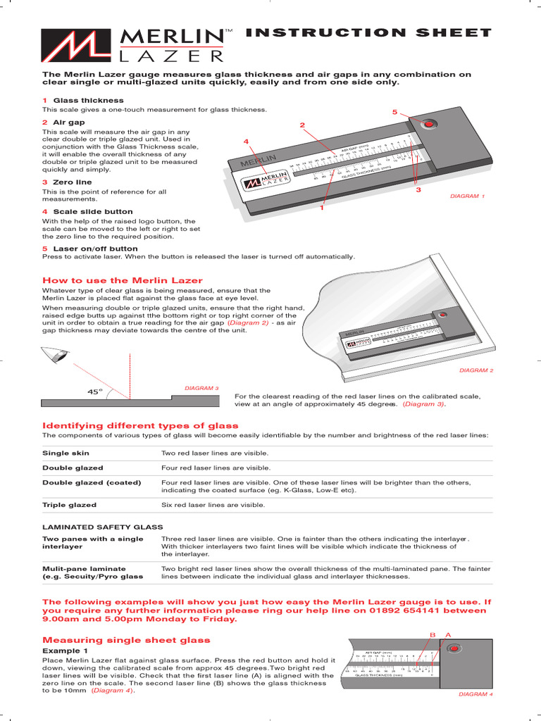 Merlin Lazer Gauge: Glass Measurement Guide | PDF | Glasses | Materials