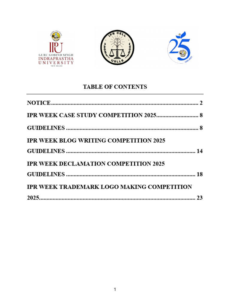 Consolidated Notice IPR Week 2025 1 | PDF | Intellectual Property ...