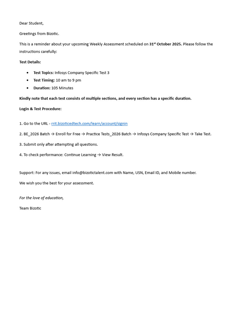 RRIT Weekly Test Process-1 | PDF