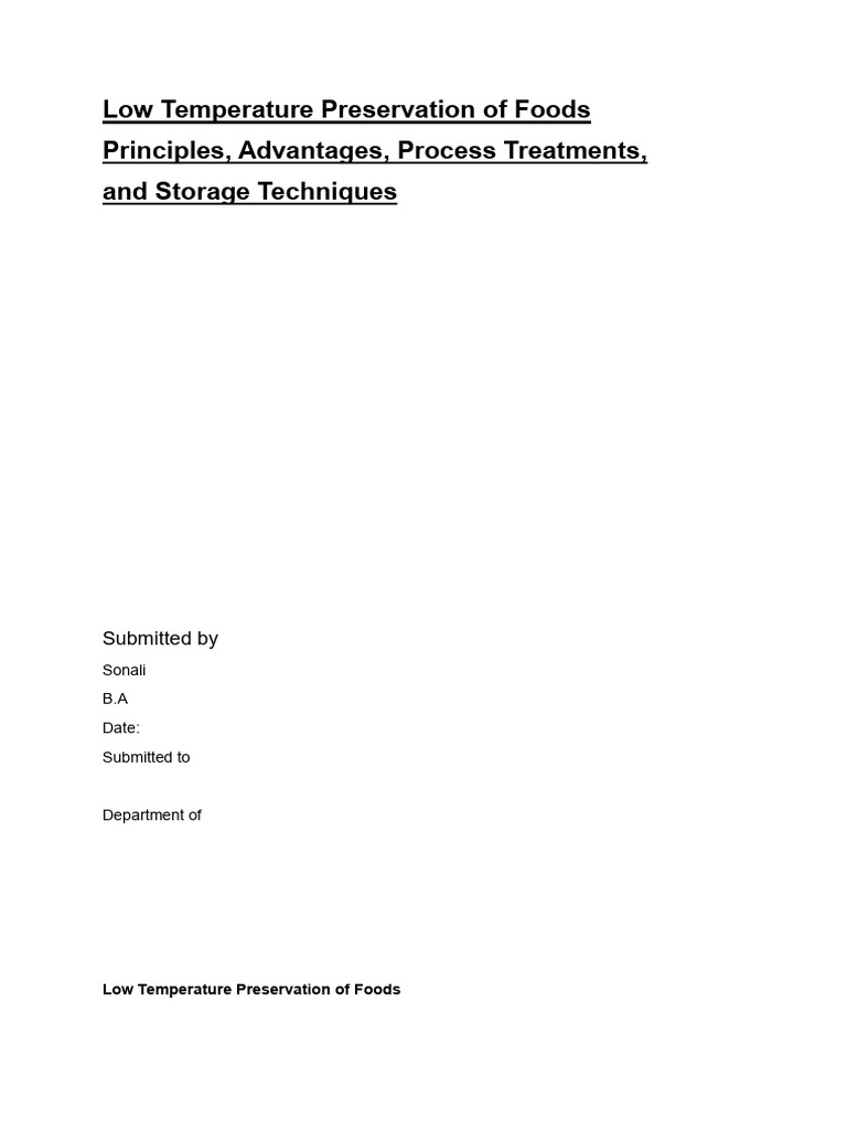 Low Temperature Preservation of Foods | PDF | Refrigeration | Food ...