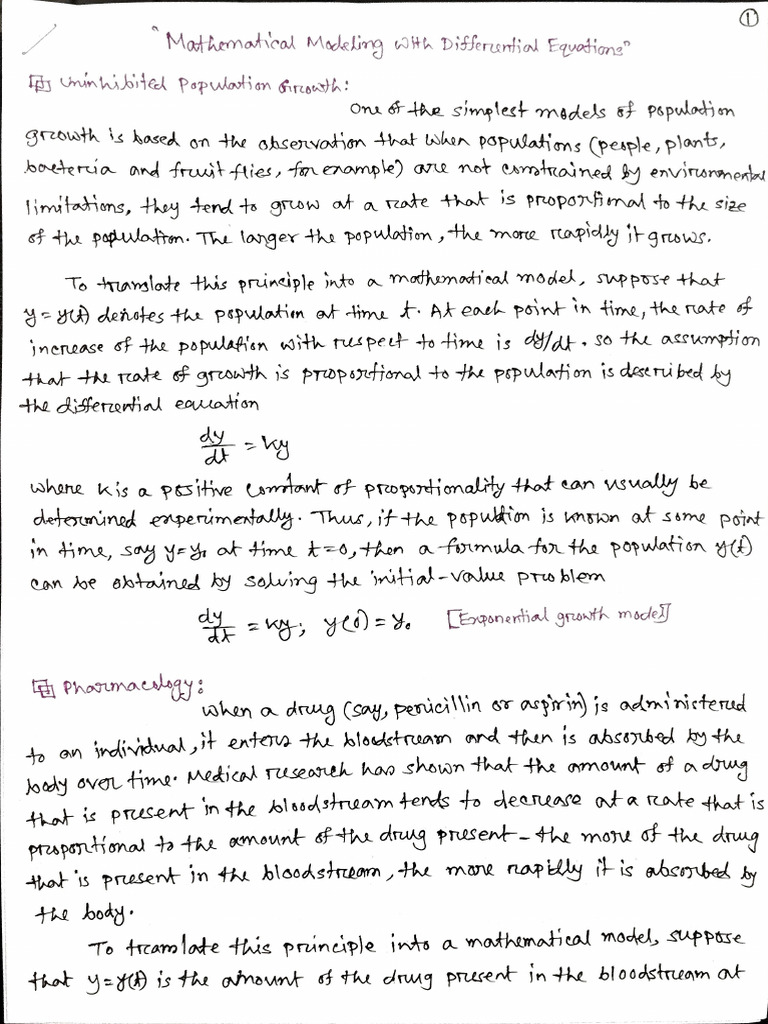 Mathematical Modeling With Differential Equation | PDF