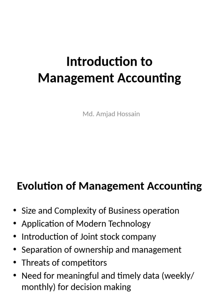 Introduction To Management Accounting | PDF | Management Accounting ...