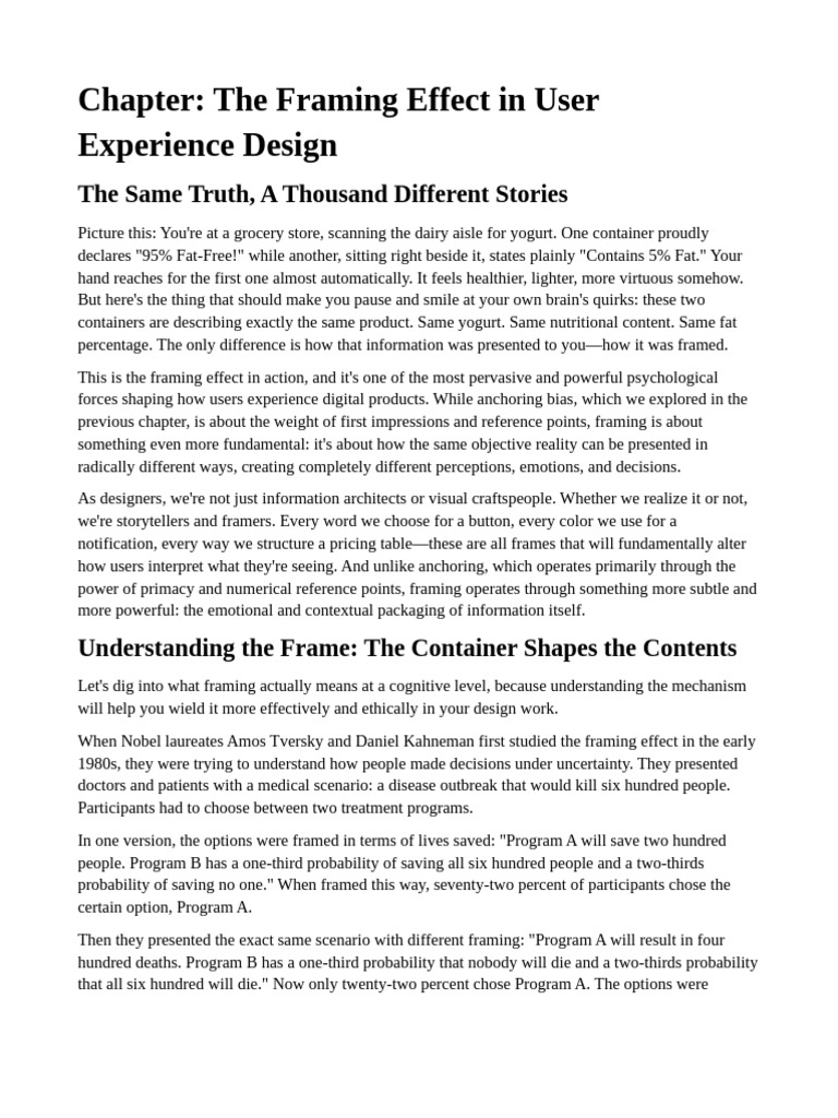 Understanding the Framing Effect in UX Design | PDF | Framing (Social ...