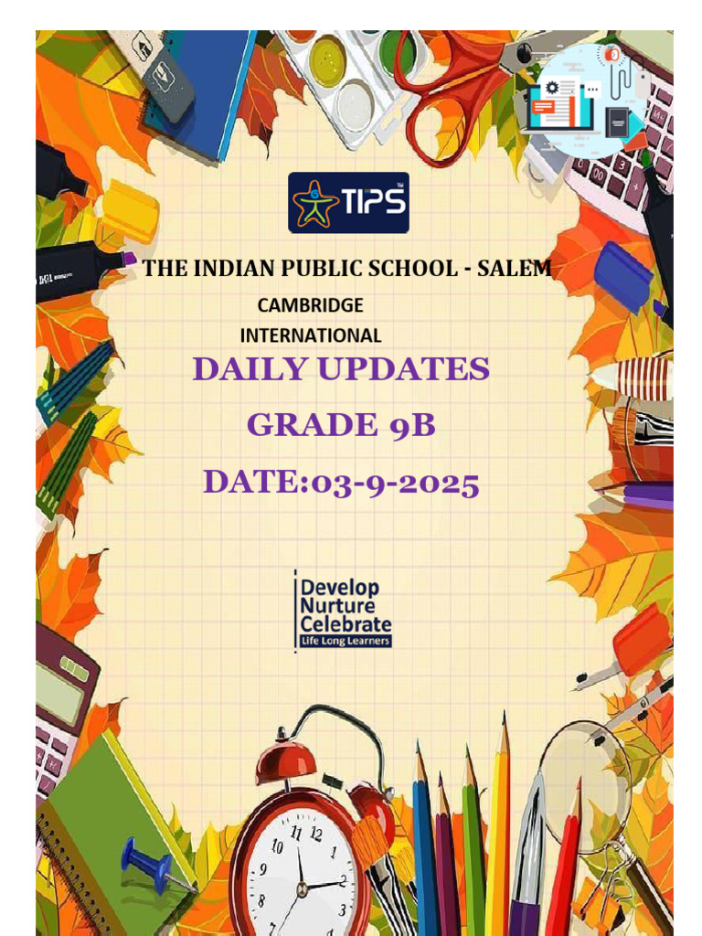 Grade 9B Daily Updates - 03 Sept 2025 | PDF