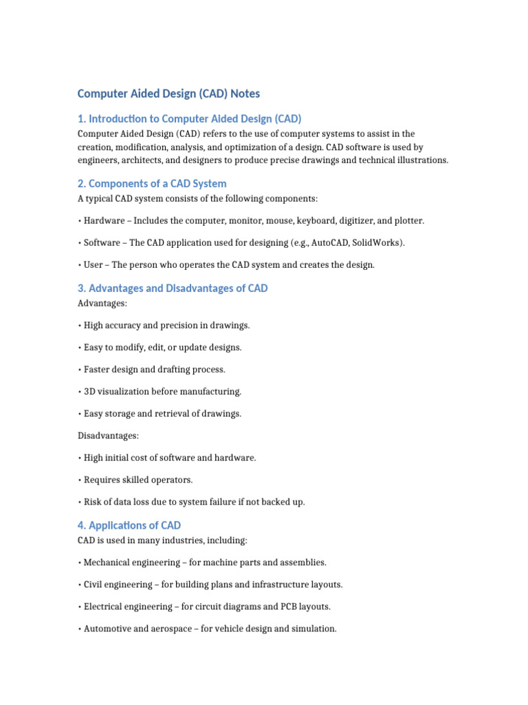 Computer Aided Design Notes Final Pdf Computer Aided Design 2 D