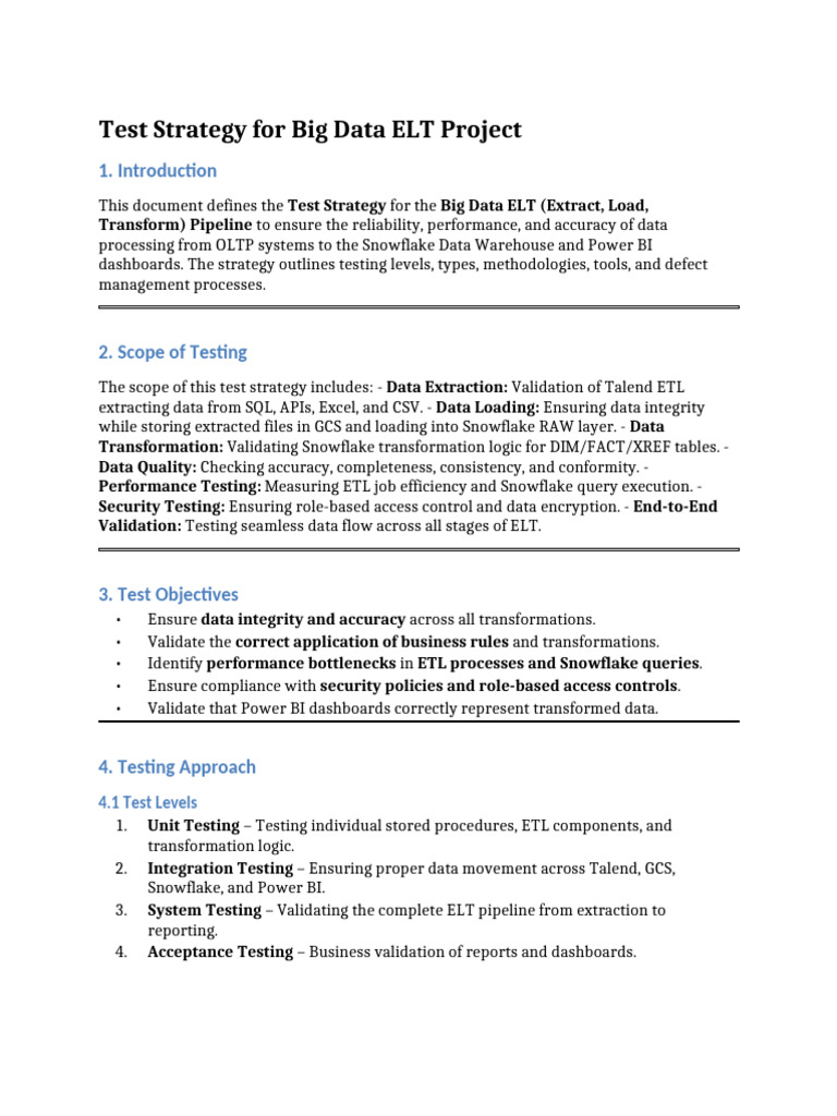 BigData Project Test Strategy | PDF | Software Testing | Computing