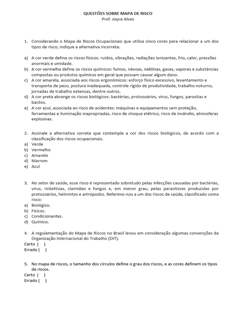 Mapa de Riscos Ocupacionais: Cores e Tipos | PDF | Cor | Mapa