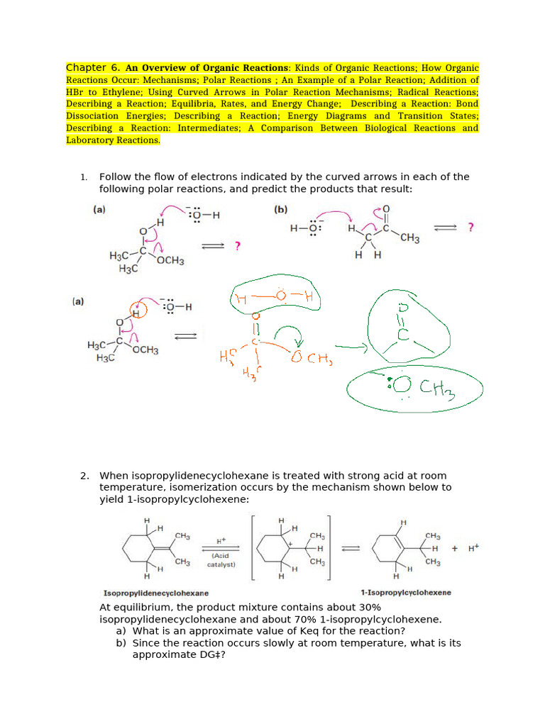 Overview of Organic Reaction Mechanisms | PDF