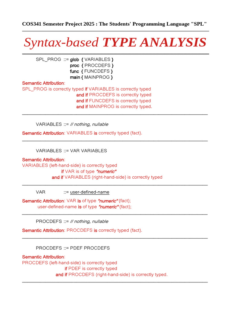 SPL Syntax and Type Analysis Guide | PDF | Programming Paradigms ...