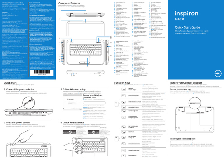 Inspiron 15r Se 7520 Setup Guide2 | PDF | Dell | Ingeniería Informática