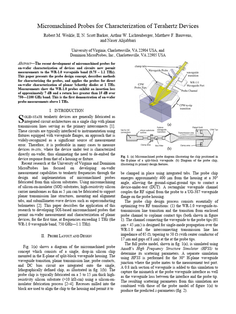 On-Wafer Probes for 1 THz Characterization | PDF | Diode ...