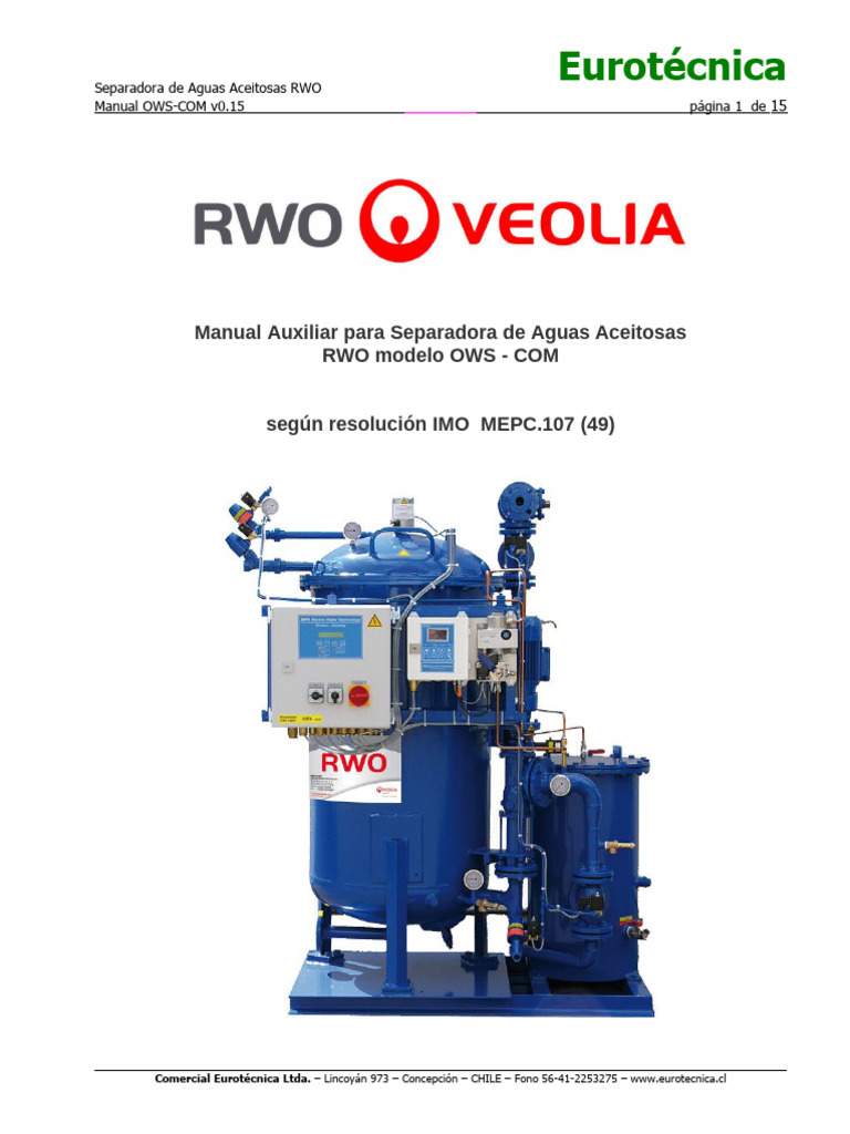 Manual Separadora Aguas Aceitosas RWO | PDF | Bomba | Electrónica