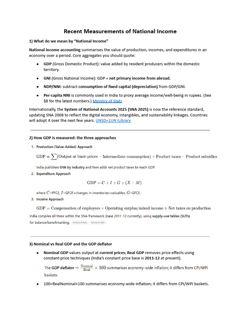 Recent Measurements of National Income L3 | PDF | Gross Domestic ...