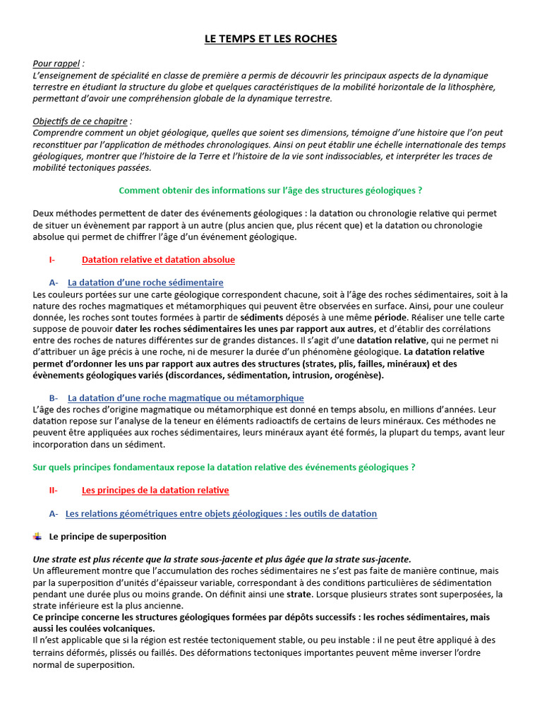 Datation des Roches et Échelles Géologiques | PDF | Géologie | Fossile