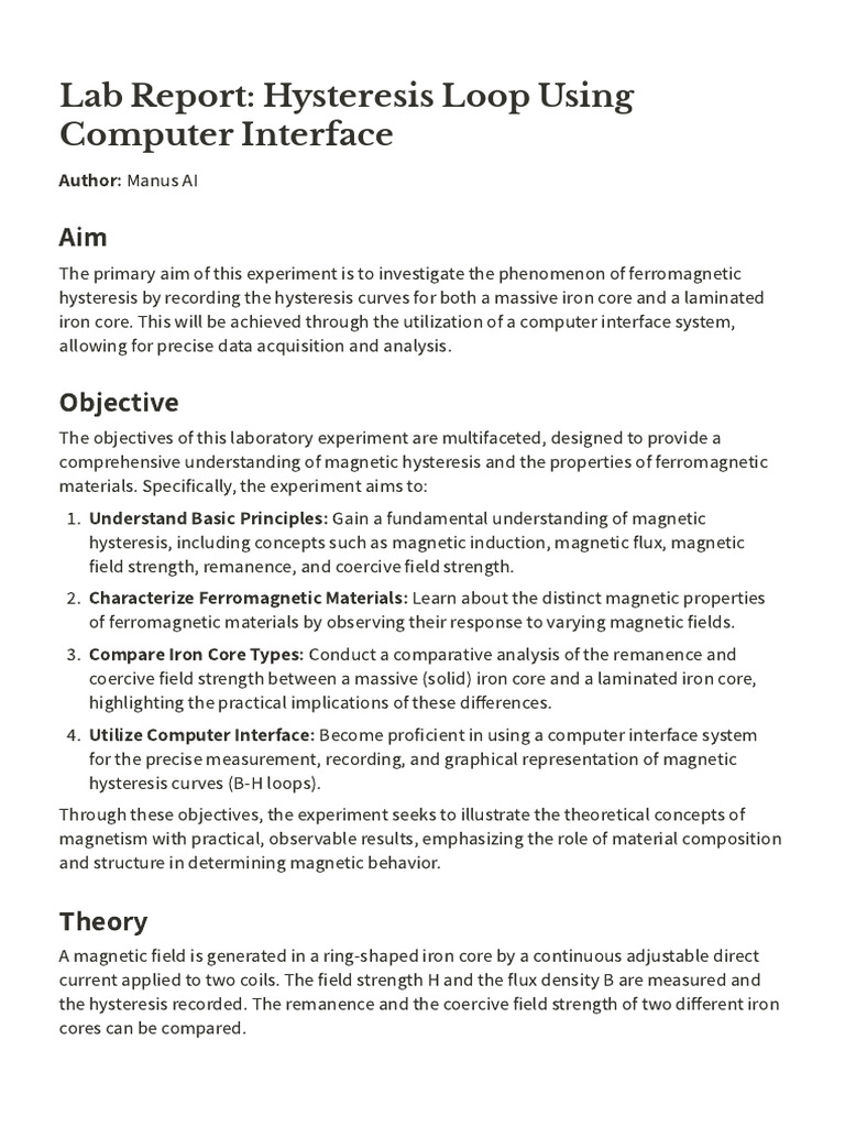 Lab Report Hysteresis Loop Using Computer Interfa 4 | PDF | Hysteresis ...