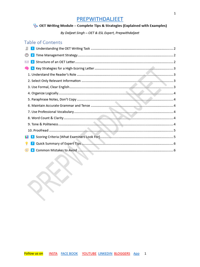OET Writing Tips & Strategies Guide | PDF | Hyperglycemia | Medical ...