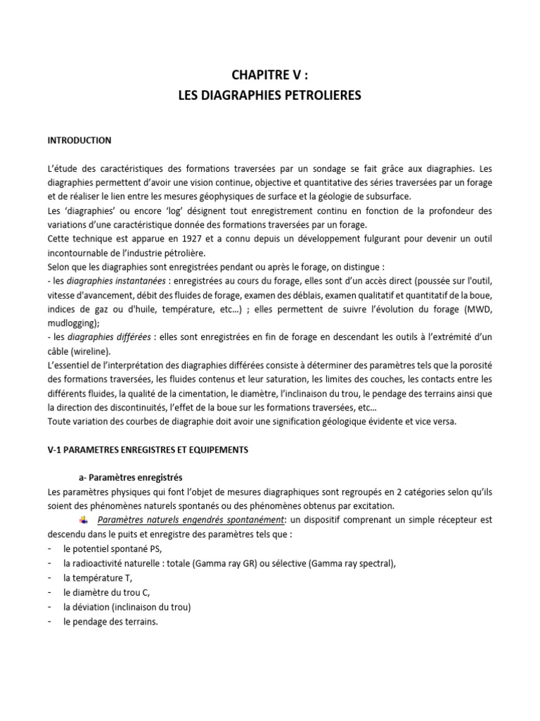 Diagraphies pétrolières : méthodes et outils | PDF | Forage | Porosité