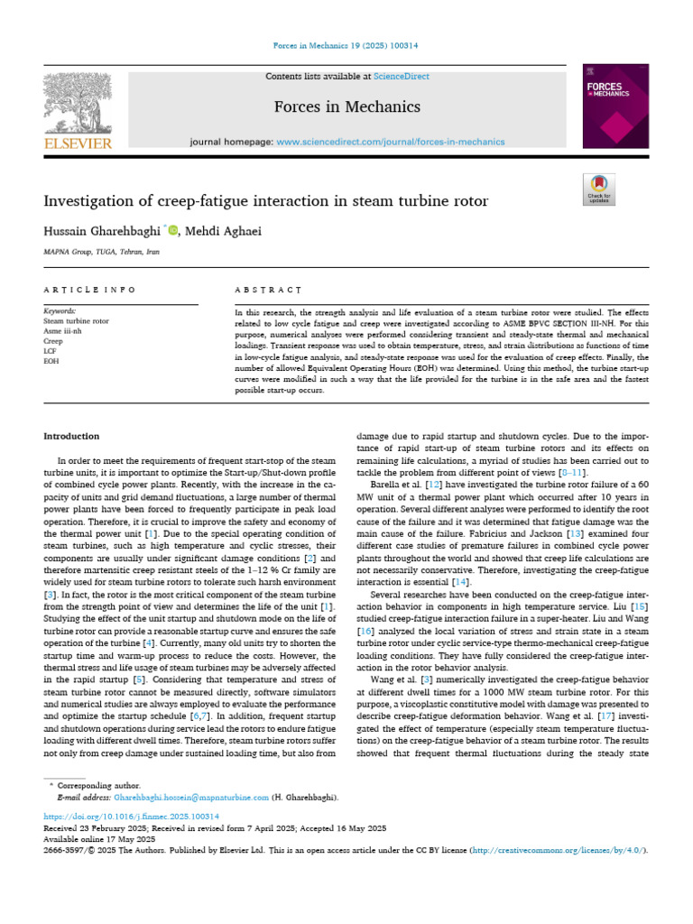 Creep-Fatigue Analysis of Steam Turbine Rotor | PDF | Creep ...