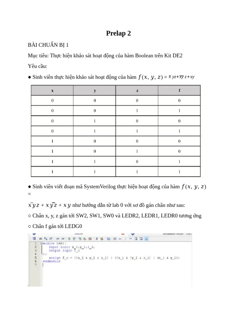 BÀI CHUẨN BỊ 1 | PDF