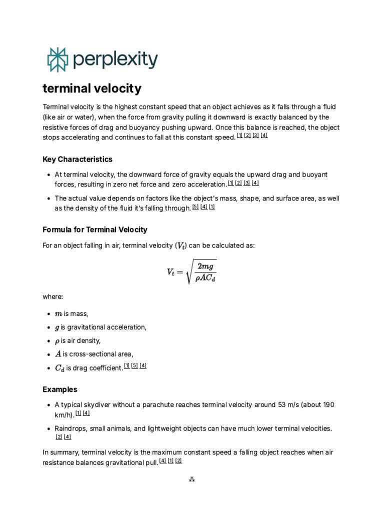 Terminal Velocity | PDF
