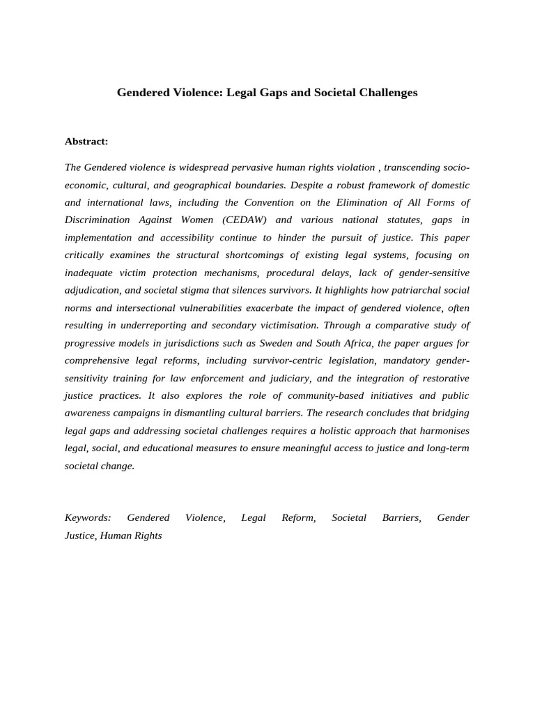 Legal Gaps in Gendered Violence Justice | PDF | Domestic Violence ...