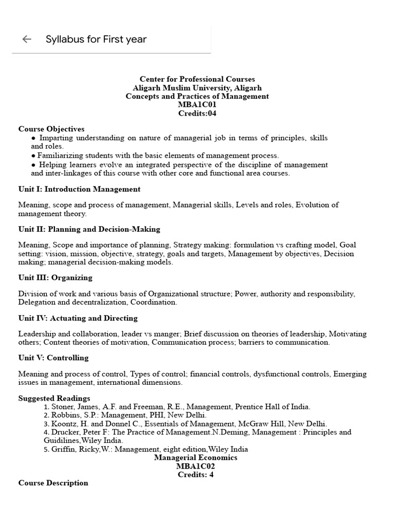 PGDM Syllabus For First Year | PDF | Economics | Islamic Banking And ...