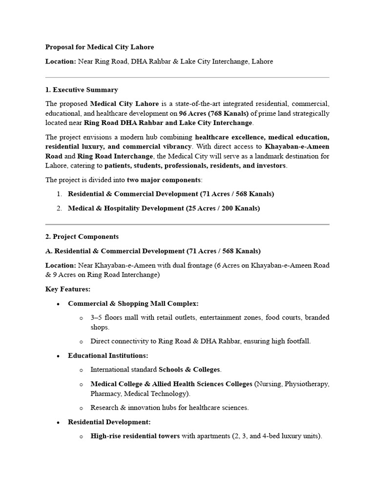 Medical City Proposal | PDF | Medicine | Health Care