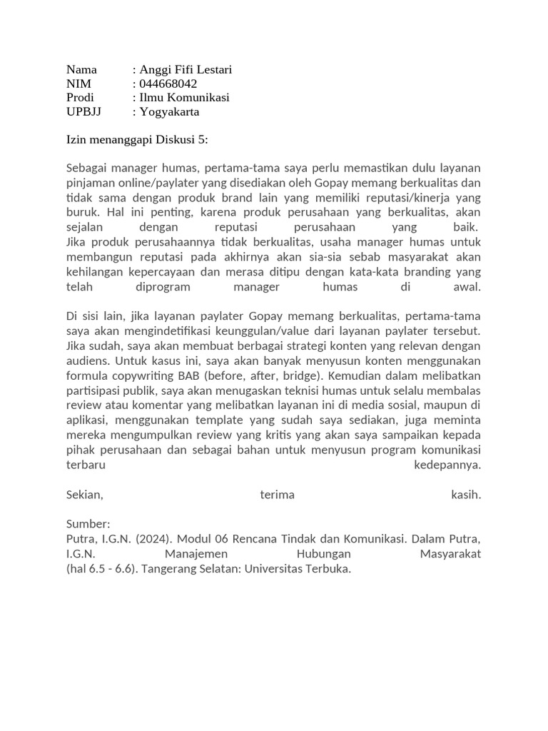Strategi Humas untuk Layanan Paylater Gopay | PDF