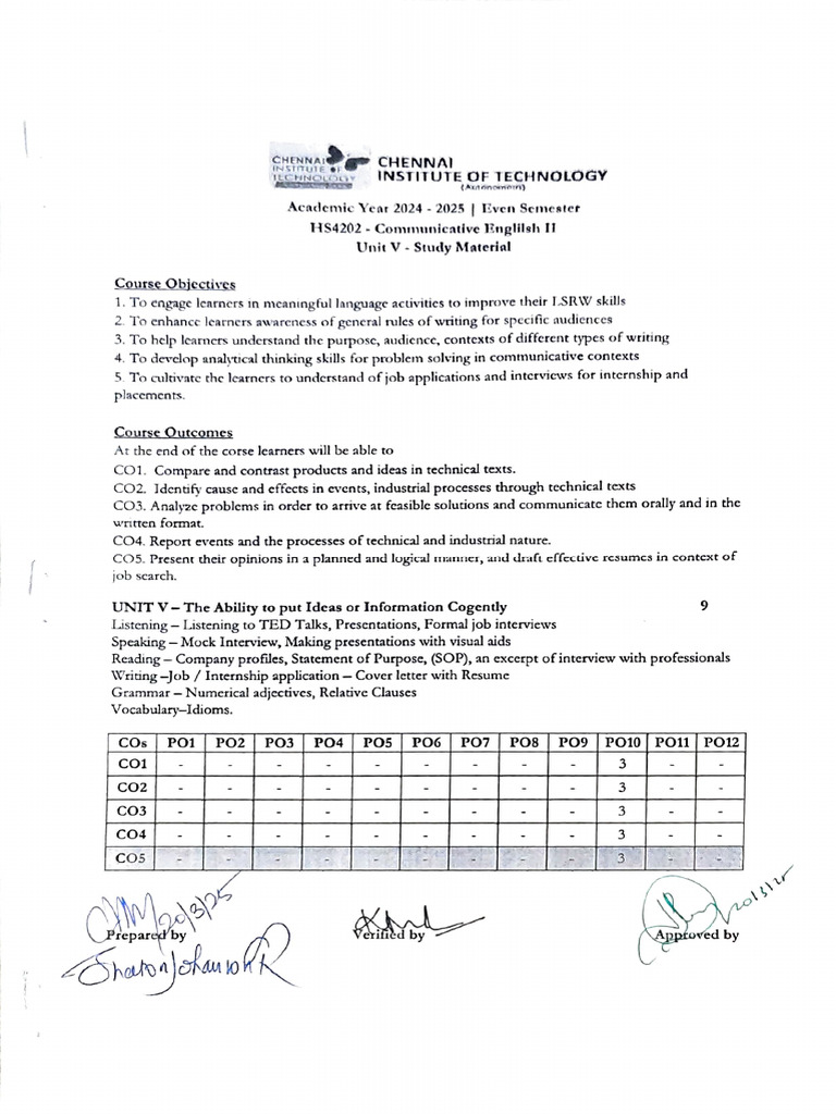 Unit 5 Study Material PDF Job Interview Résumé