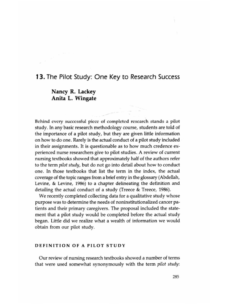 The Pilot Study | PDF