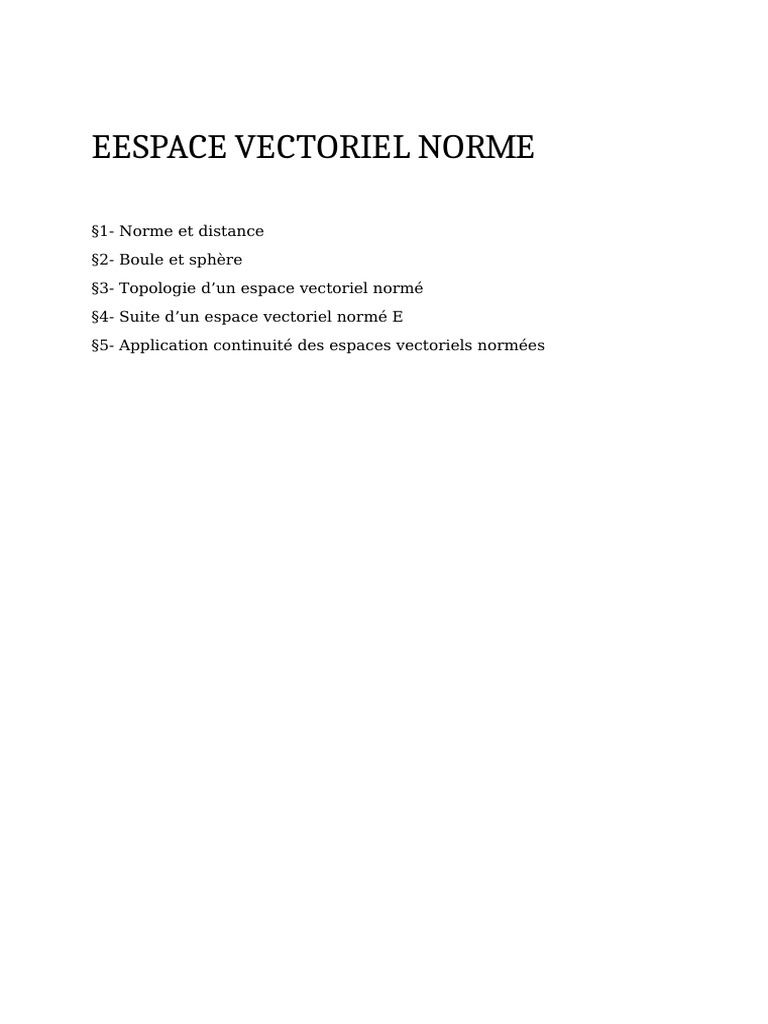 Introduction à l'espace vectoriel normé | PDF | Norme (Mathématiques ...