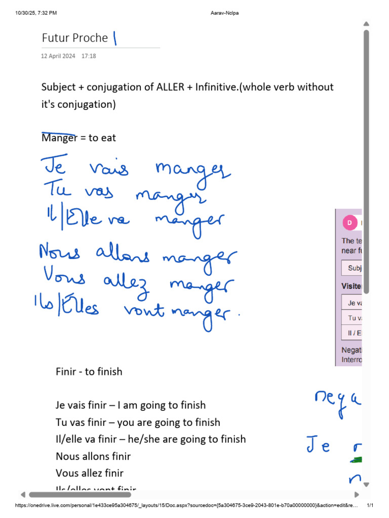 Futur Proche: Rules and Exercises | PDF