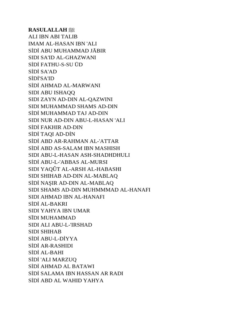 Shadhili Hamidi Dhati | PDF