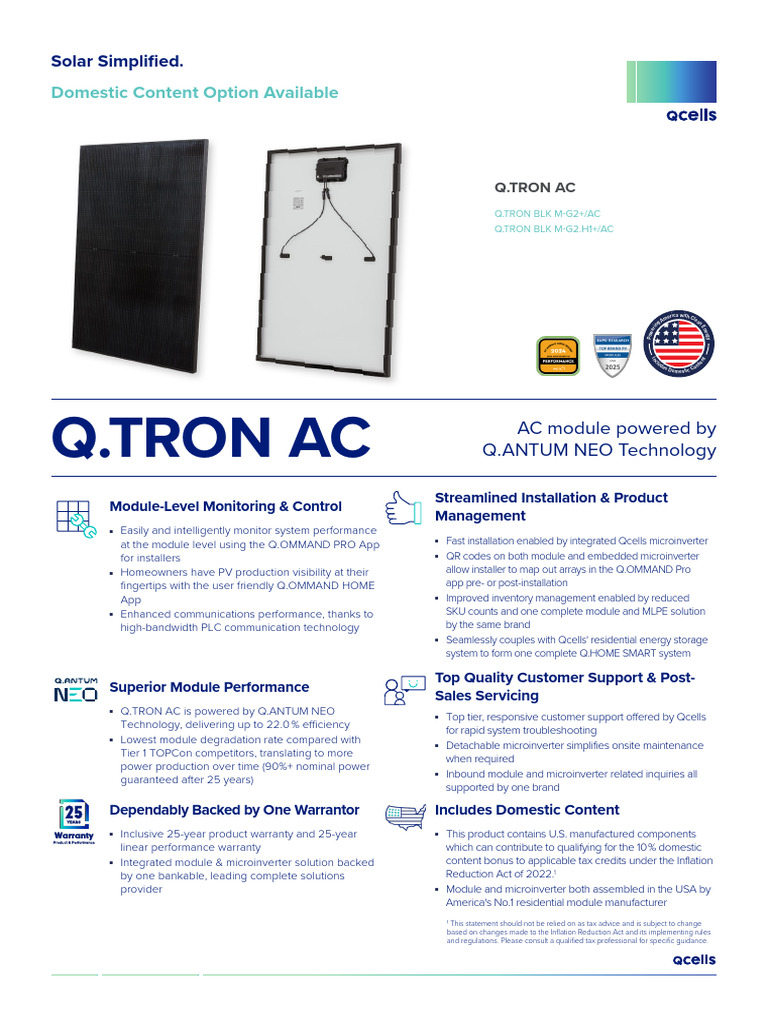 Q.TRON AC Solar Module Overview | PDF | Electrical Engineering ...