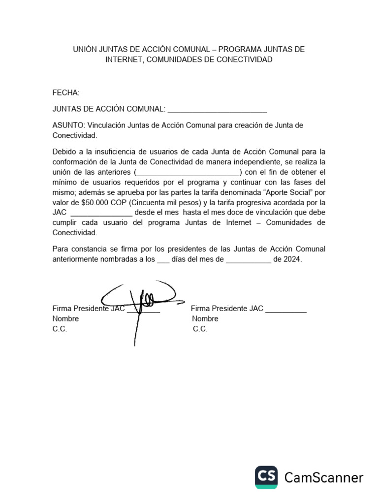 Unión Juntas de Acción Comunal | PDF