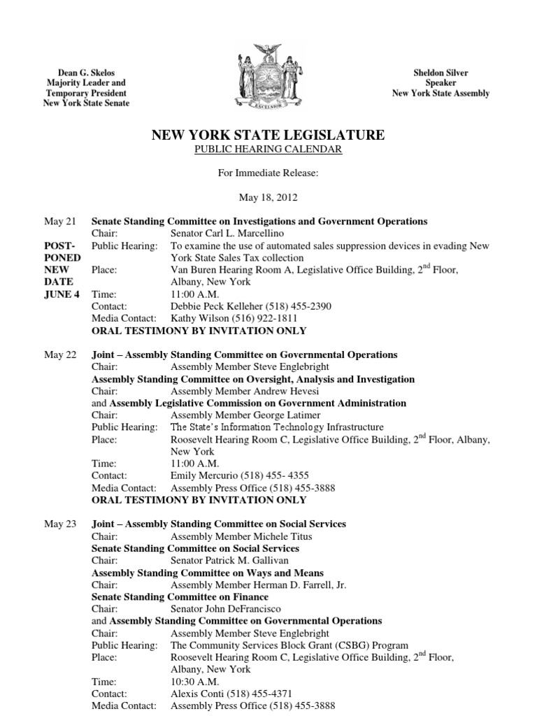 Public Hearing Calendar Revised May 18 2012 PDF Committee