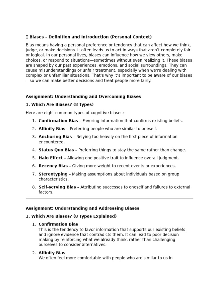 Understanding Personal Biases Explained | PDF | Bias | Stereotypes