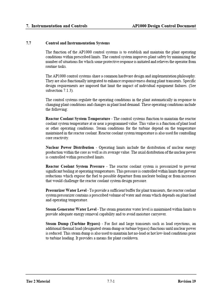 AP1000 Control and Instrumentation Systems | PDF | Pressurized Water ...