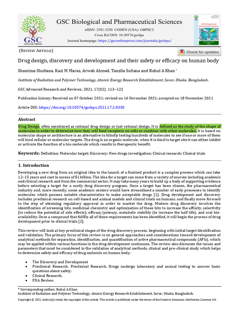 Drug Design and Development Process | PDF | Phases Of Clinical Research ...