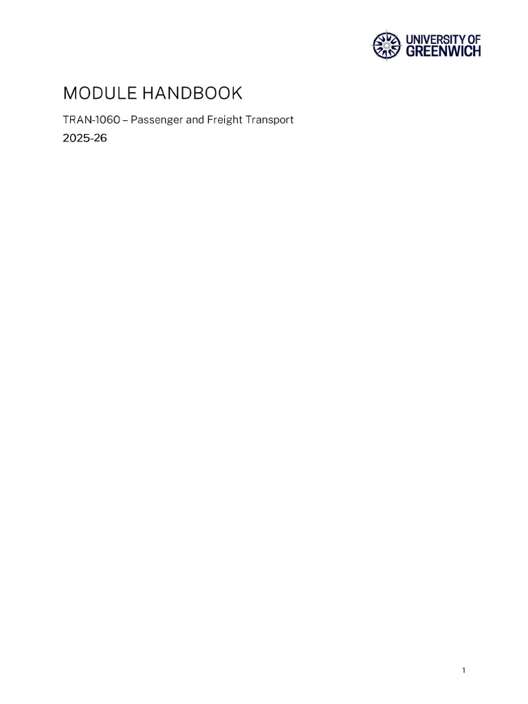 TRAN-1060 Passenger and Freight Transport Module Handbook 2025-2026 ...