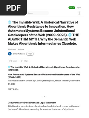 ? The Invisible Wall A Historical Narrative of Algorithmic Resistance to Innovation. How Automated Systems Became Unintentional Gatekeepers of the Web (2009–2025). ? THE ALGORITHM MYTH.