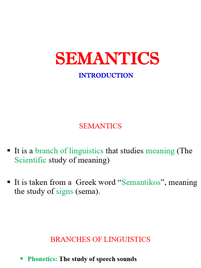 Understanding Semantics in Linguistics | PDF | Semantics | Word