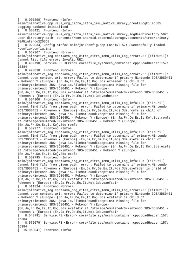 Citra Emulator Log Errors and Info | PDF | Computing | Computer ...