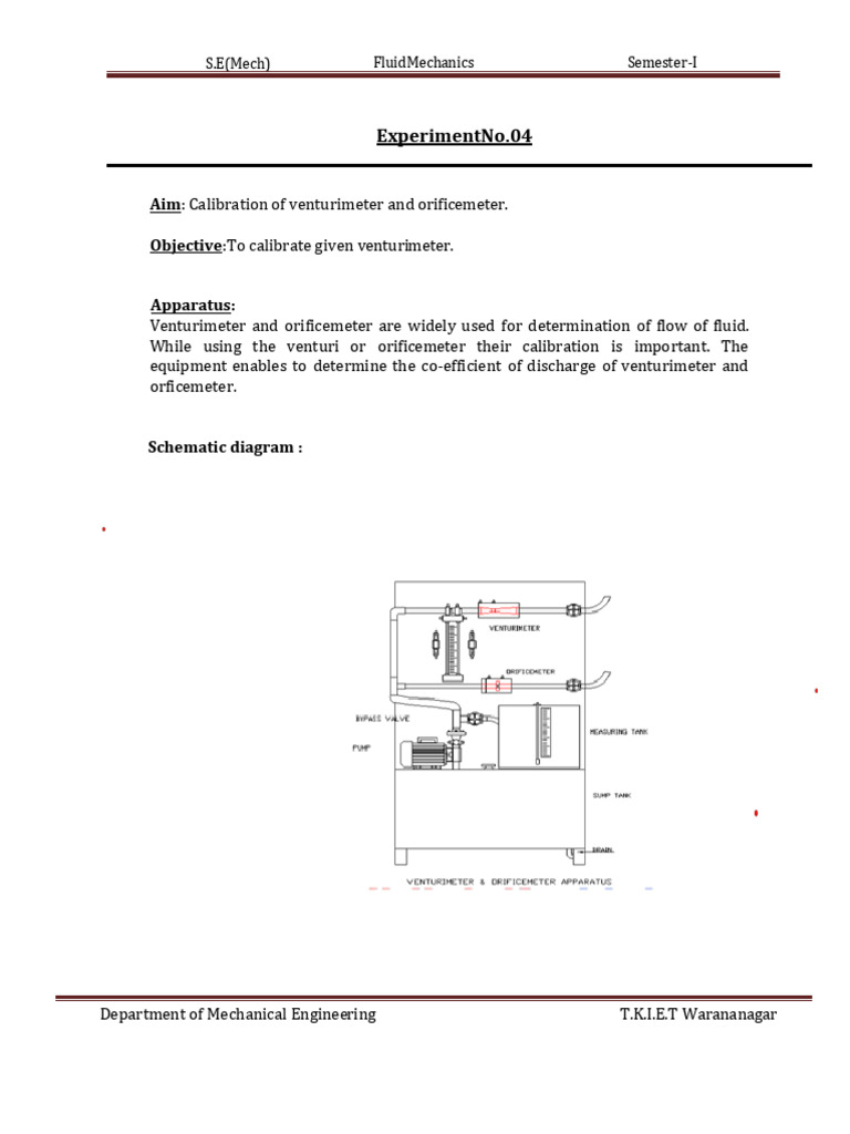Venturi Meter Orifice Meter PDF | PDF | Flow Measurement | Pressure ...