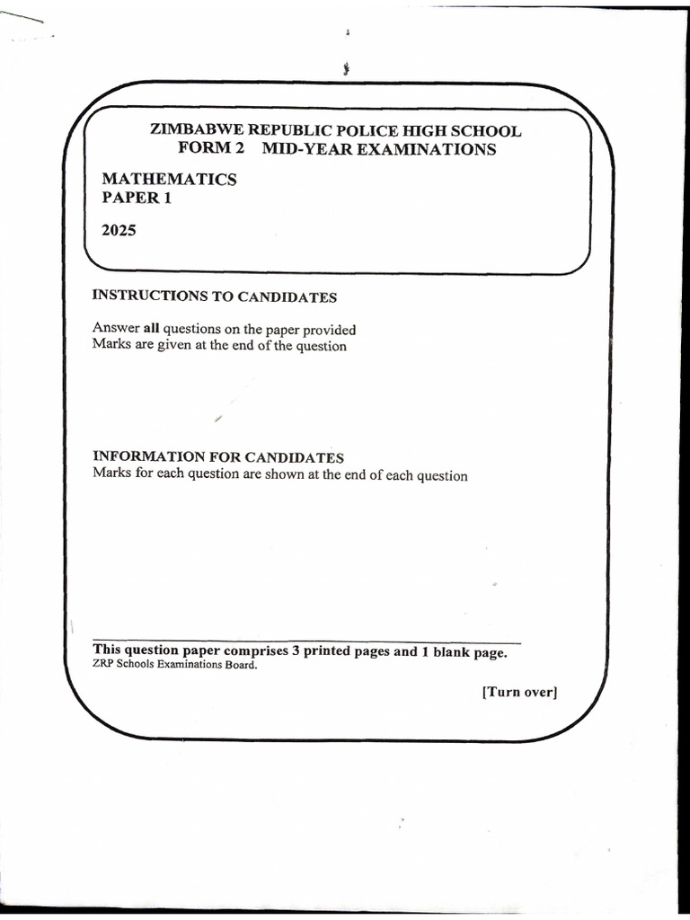 Mathematics Mid Year Exam | PDF