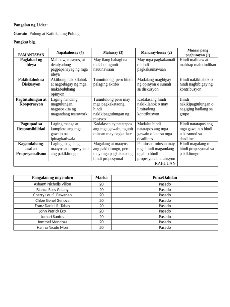 Peer Evaluation | PDF